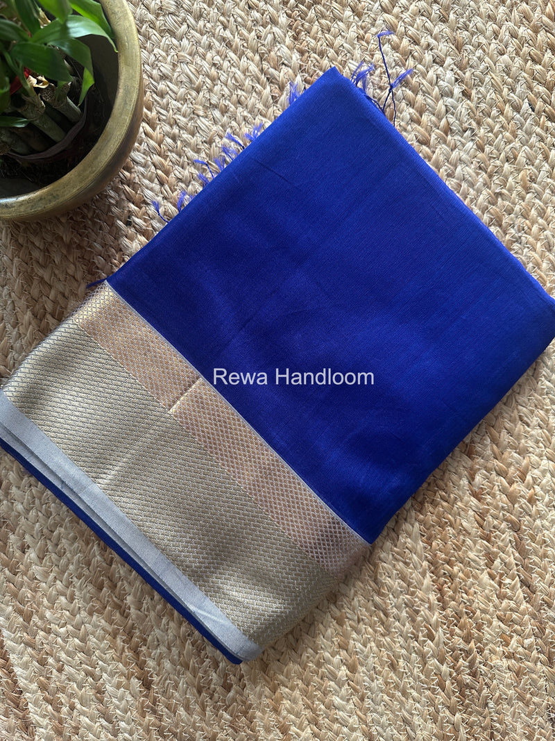 Maheshwari Blue Resham Thread Border Saree RTS075