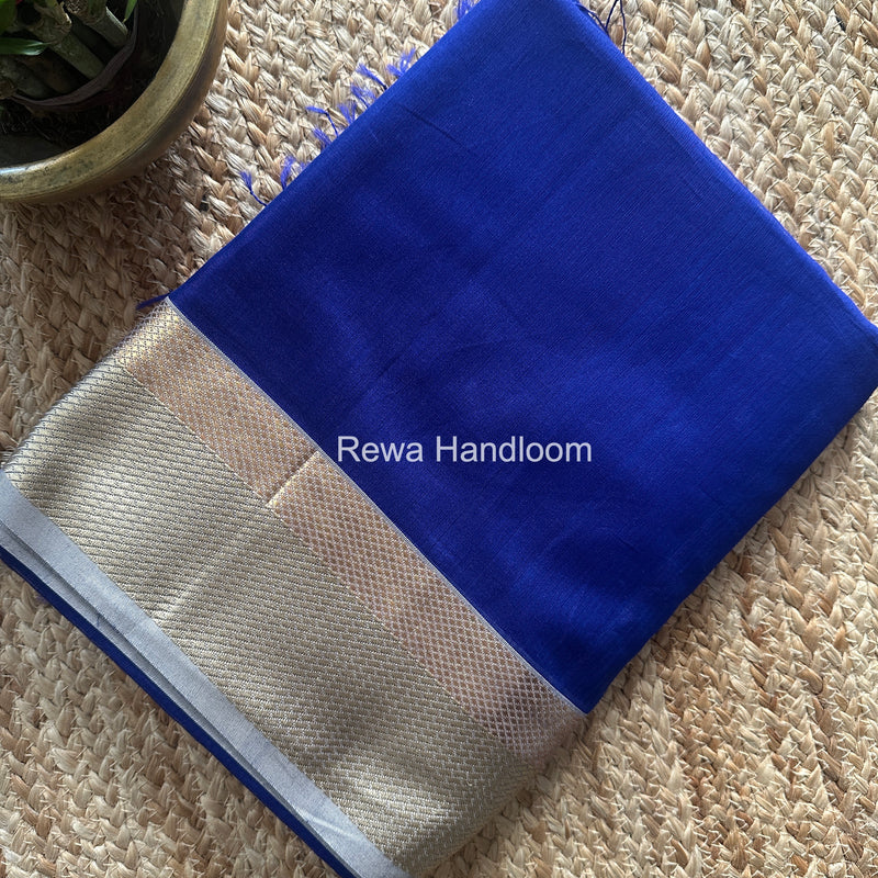 Maheshwari Blue Resham Thread Border Saree RTS075