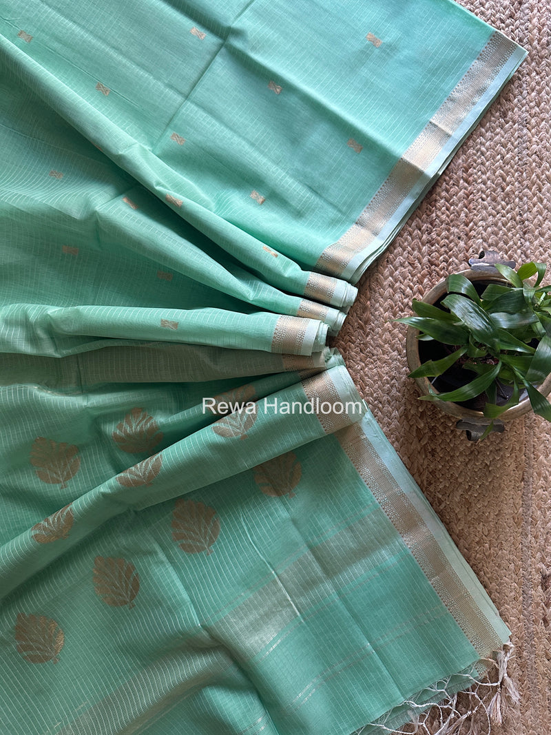 Maheshwari Pista Green Butta Pallu Saree BTPS0110