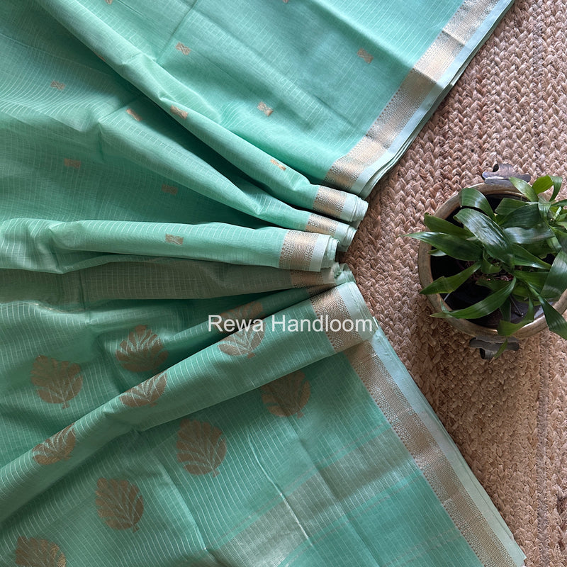 Maheshwari Pista Green Butta Pallu Saree BTPS0110