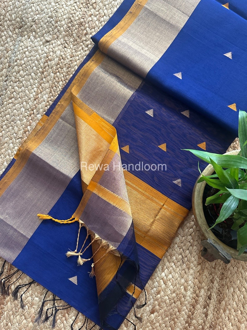Blue Zari Butti Maheshwari Saree SB0164