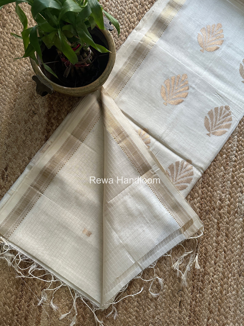Maheshwari White Butta Pallu Saree BTPS0109