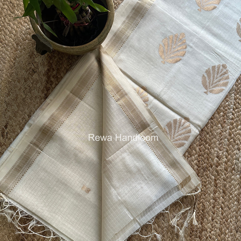 Maheshwari White Butta Pallu Saree BTPS0109