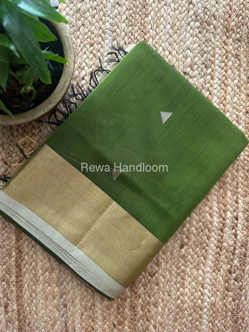 Mehendi Green Zari Butti Maheshwari Saree SB0165