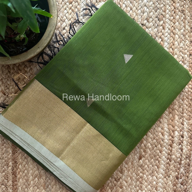 Mehendi Green Zari Butti Maheshwari Saree SB0165