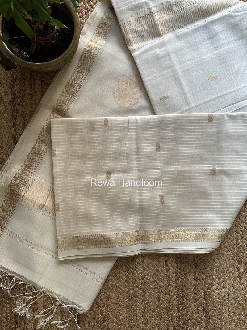 Maheshwari White Butta Pallu Saree BTPS0109