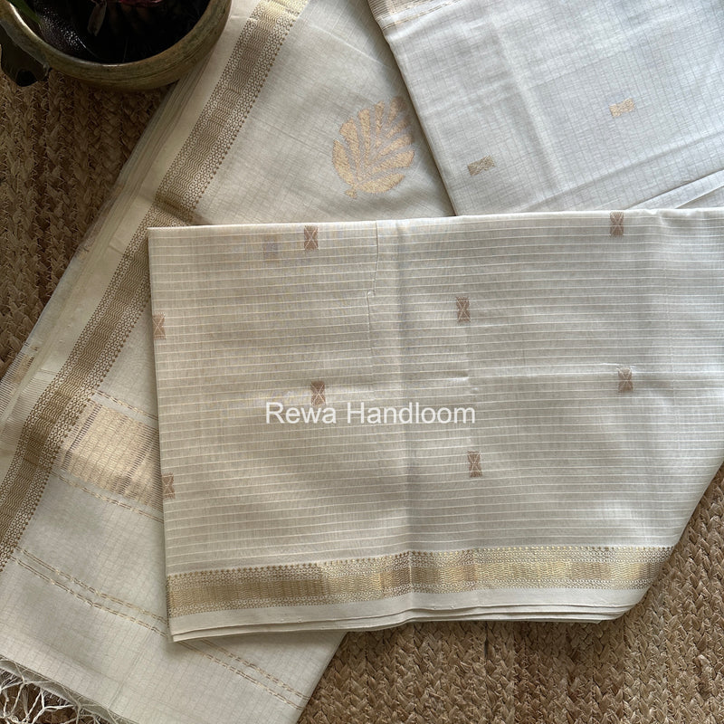Maheshwari White Butta Pallu Saree BTPS0109