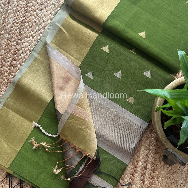 Mehendi Green Zari Butti Maheshwari Saree SB0165