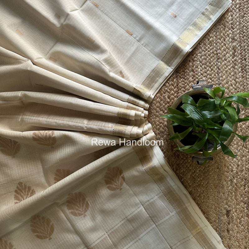 Maheshwari White Butta Pallu Saree BTPS0109