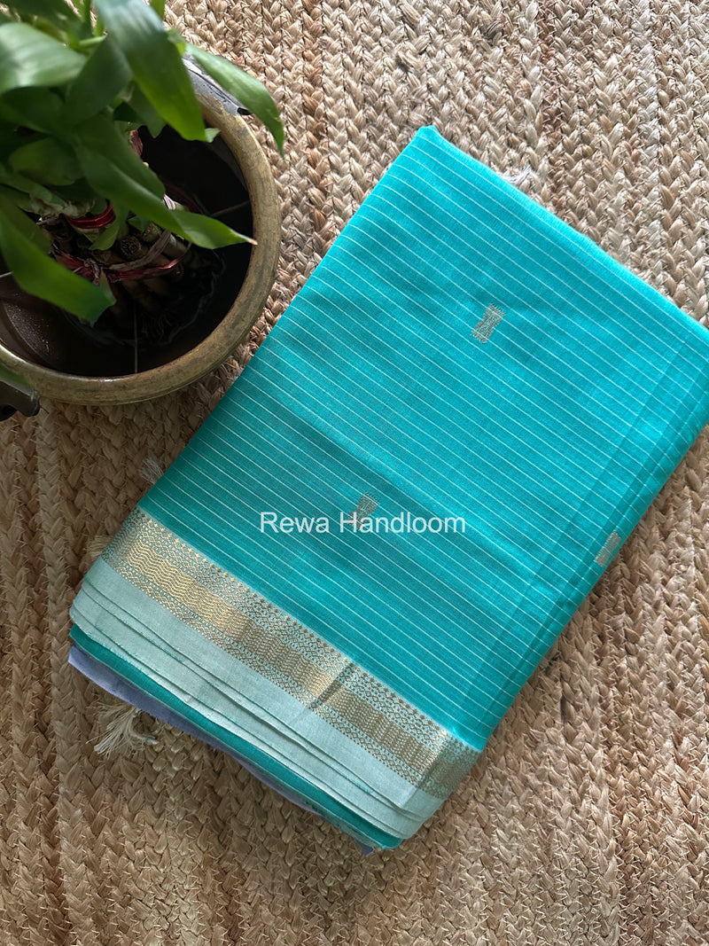 Maheshwari Aqua Green Butta Pallu Saree BTPS0105