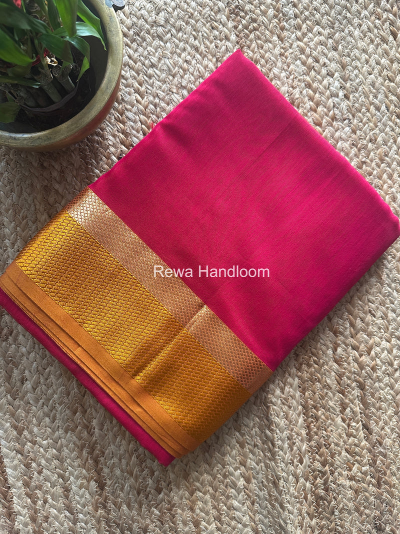 Maheshwari Rani Pink Resham Thread Border Saree RTS076