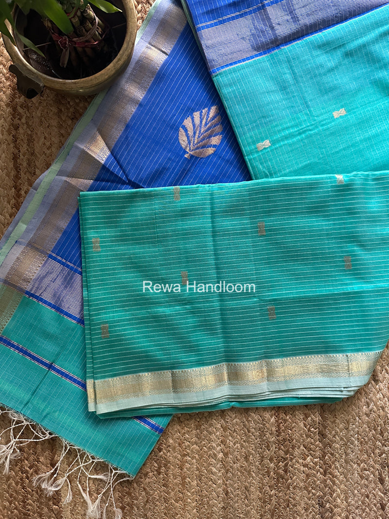 Maheshwari Aqua Green Butta Pallu Saree BTPS0105