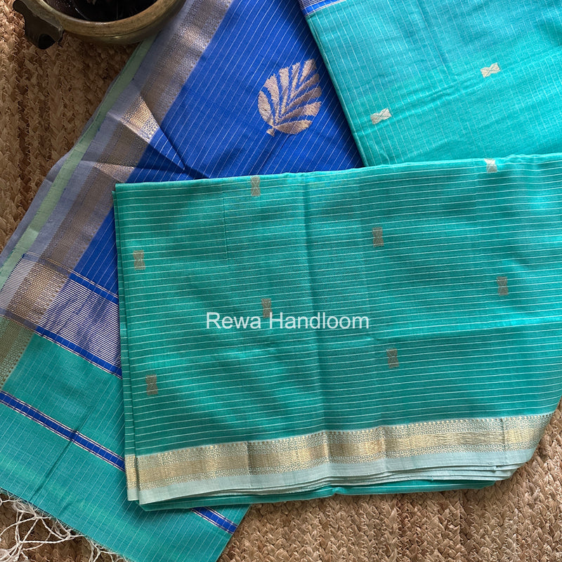 Maheshwari Aqua Green Butta Pallu Saree BTPS0105