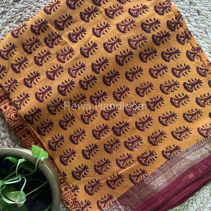 Maheshwari Orange-Maroon Bagh Print Suit BSP032