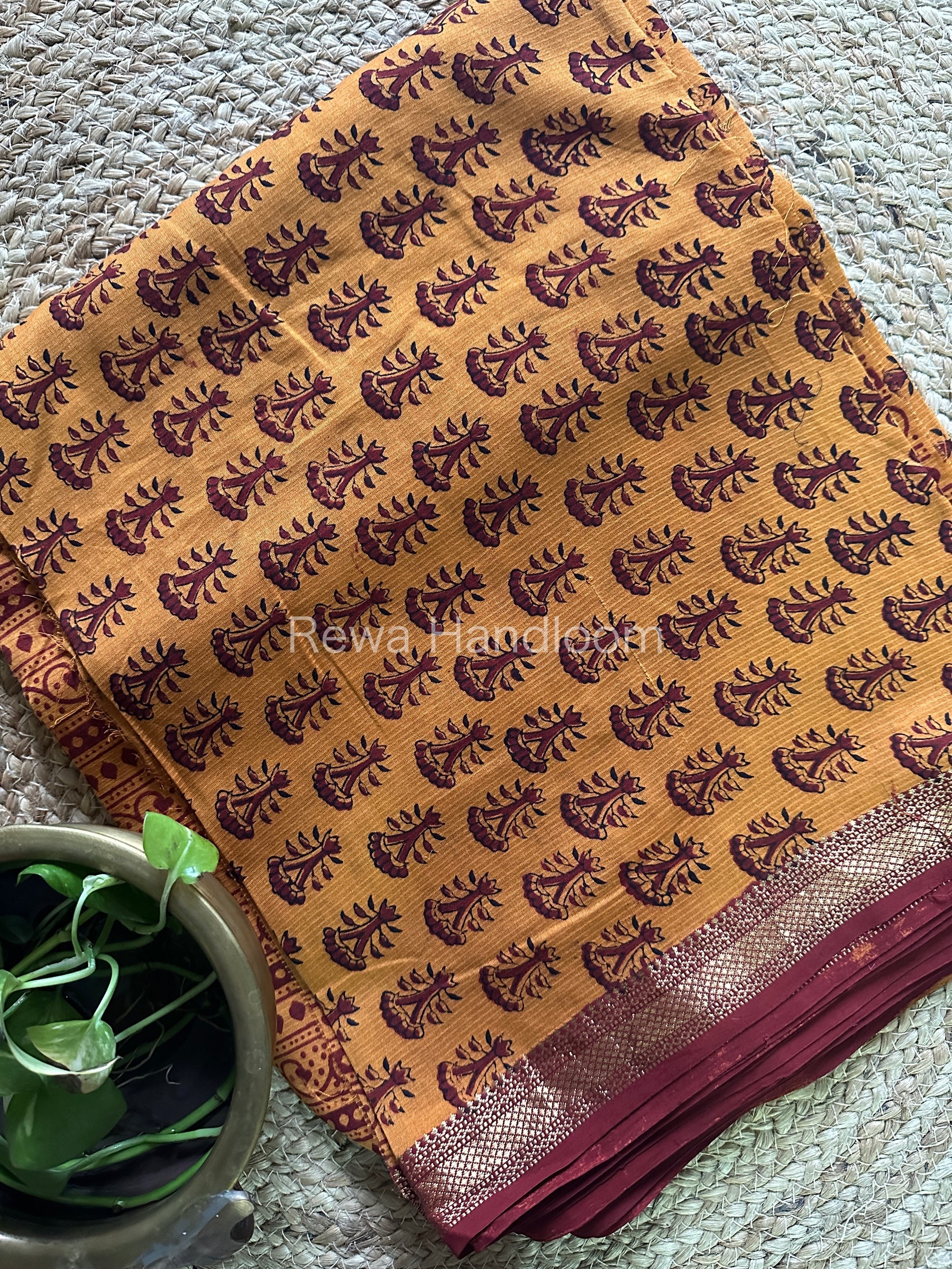 Maheshwari Orange-Maroon Bagh Print Suit- BSP032