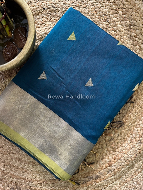 Rama Green Zari Butti Maheshwari Saree SB074