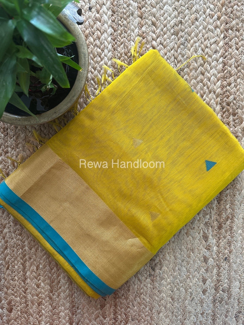 Yellow Zari Butti Maheshwari Saree SB0168