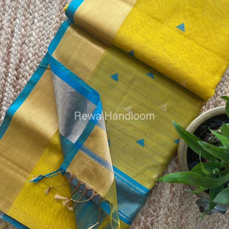 Yellow Zari Butti Maheshwari Saree SB0168