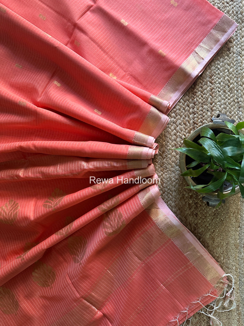 Maheshwari Peach Butta Pallu Saree BTPS0104