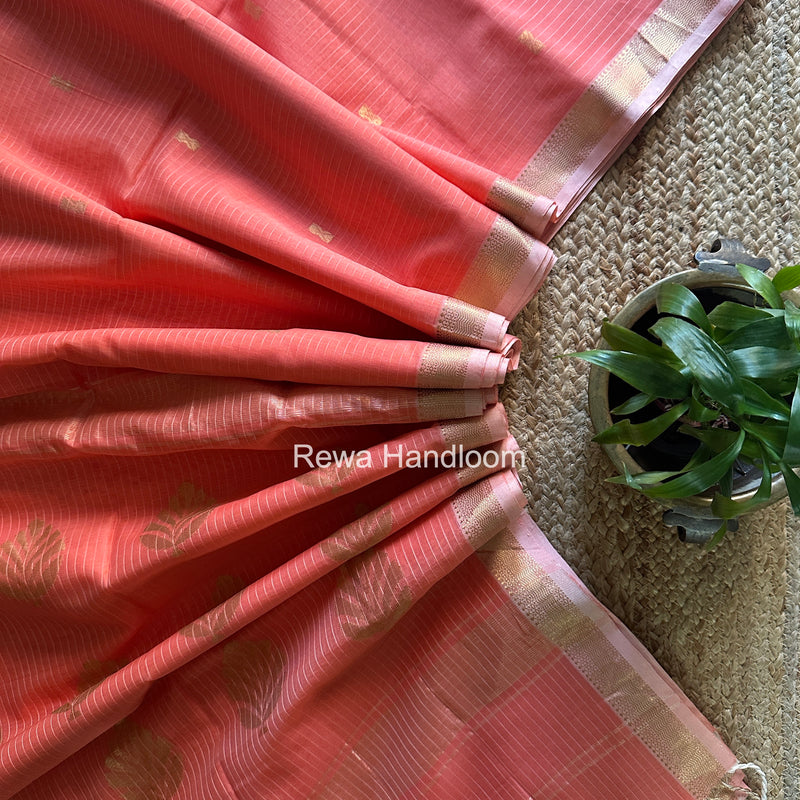 Maheshwari Peach Butta Pallu Saree BTPS0104