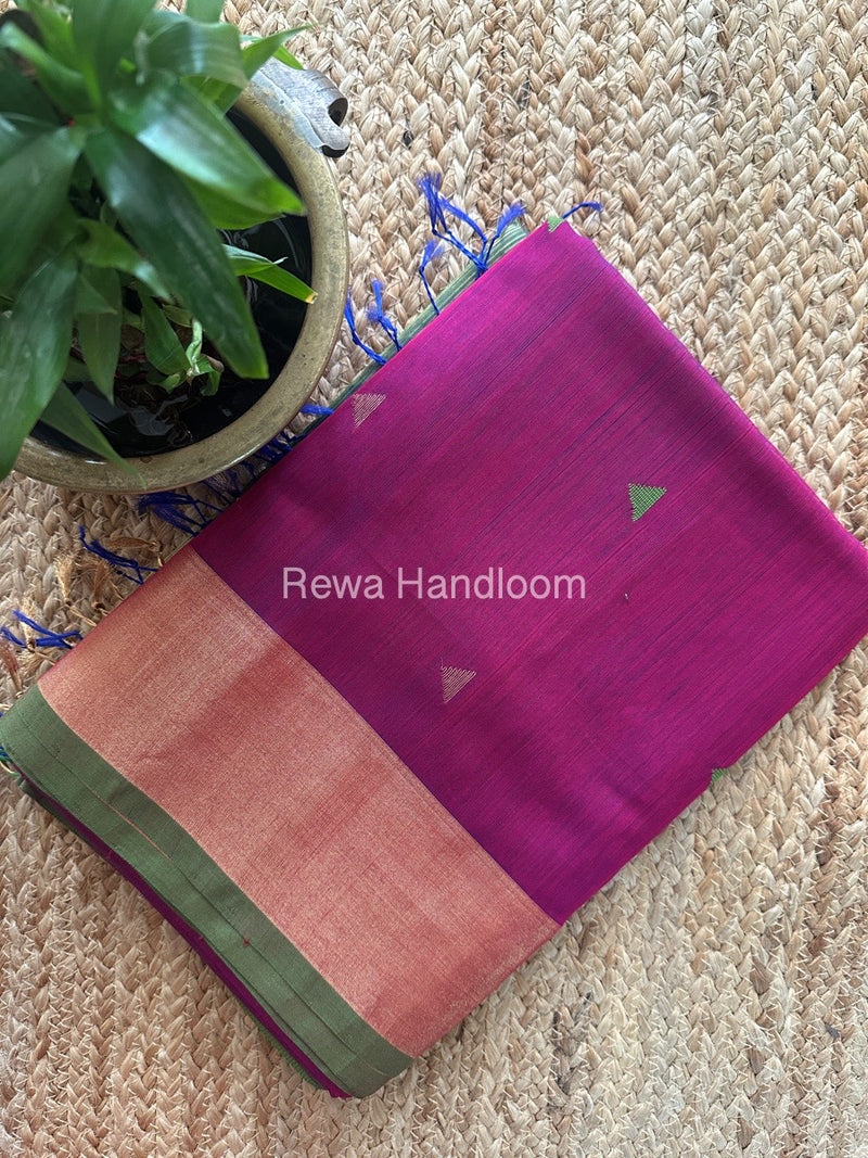 Rani Pink Zari Butti Maheshwari Saree SB0170