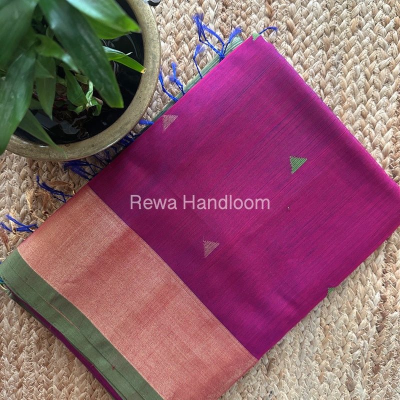 Rani Pink Zari Butti Maheshwari Saree SB0170