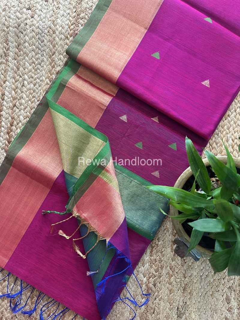 Rani Pink Zari Butti Maheshwari Saree SB0170