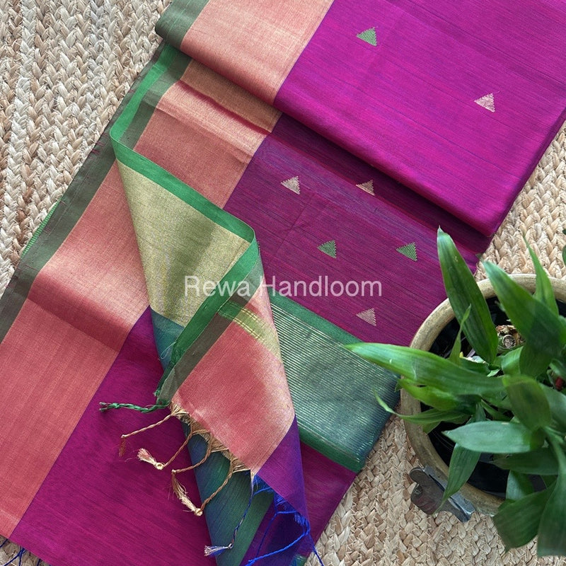 Rani Pink Zari Butti Maheshwari Saree SB0170