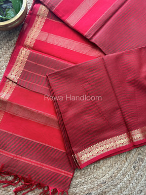 Maheshwari Red Green Garbha Reshami Silk Saree GS114