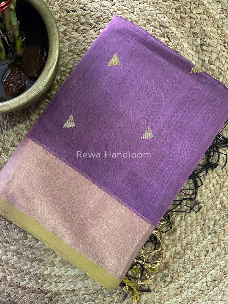 Purple Zari Butti Maheshwari Saree SB073