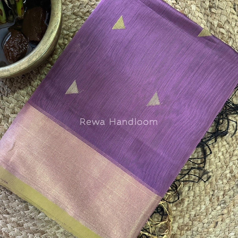 Purple Zari Butti Maheshwari Saree SB073