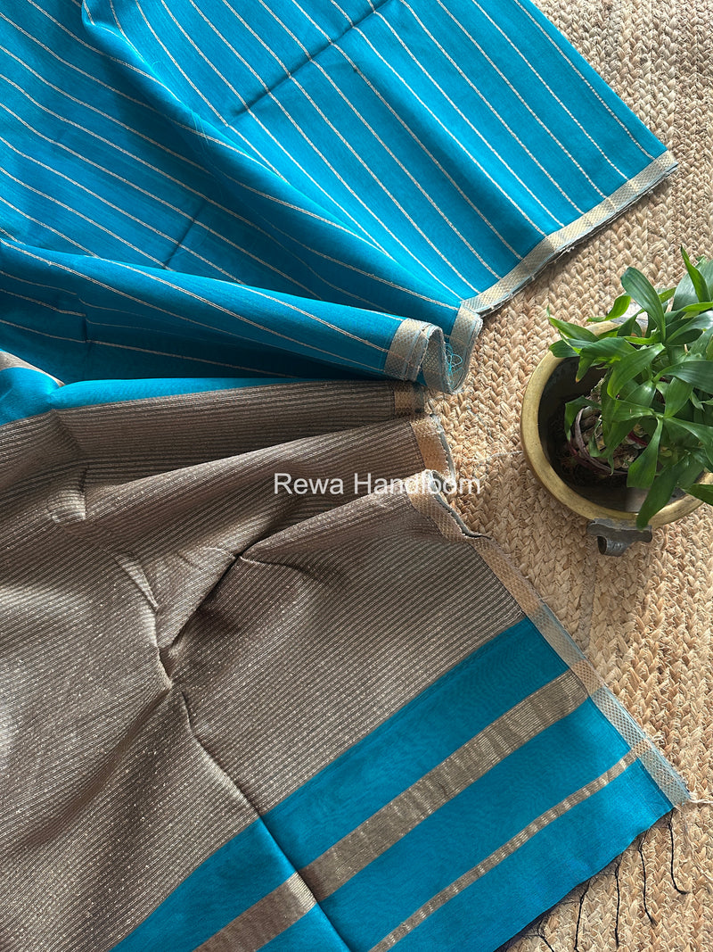 Maheshwari Rama Green Gichha Thread Lining Saree GTLS054