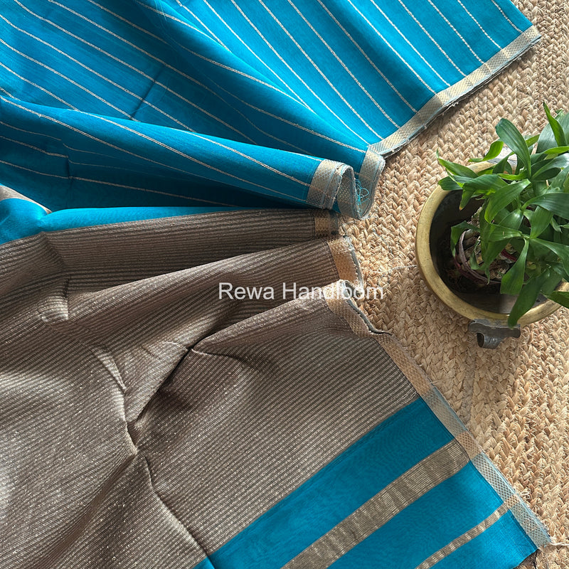 Maheshwari Rama Green Gichha Thread Lining Saree GTLS054