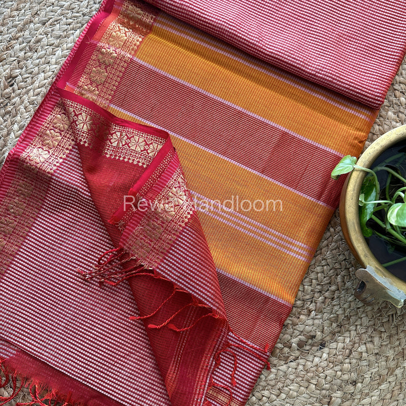 Maheshwari Peach Garbha Reshami Silk Saree GS112