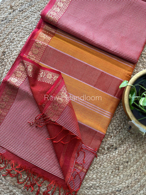 Maheshwari Peach Garbha Reshami Silk Saree GS112