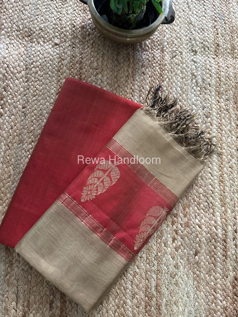 Maheshwari Red-Beige Tissue Butta Dress Material TPT076
