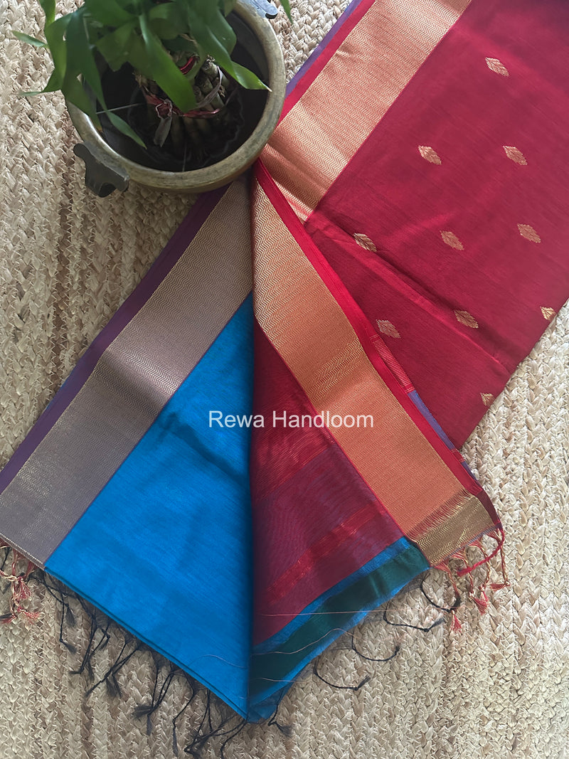 Maheshwari Morpankhi Flower Butti Saree PTB0174