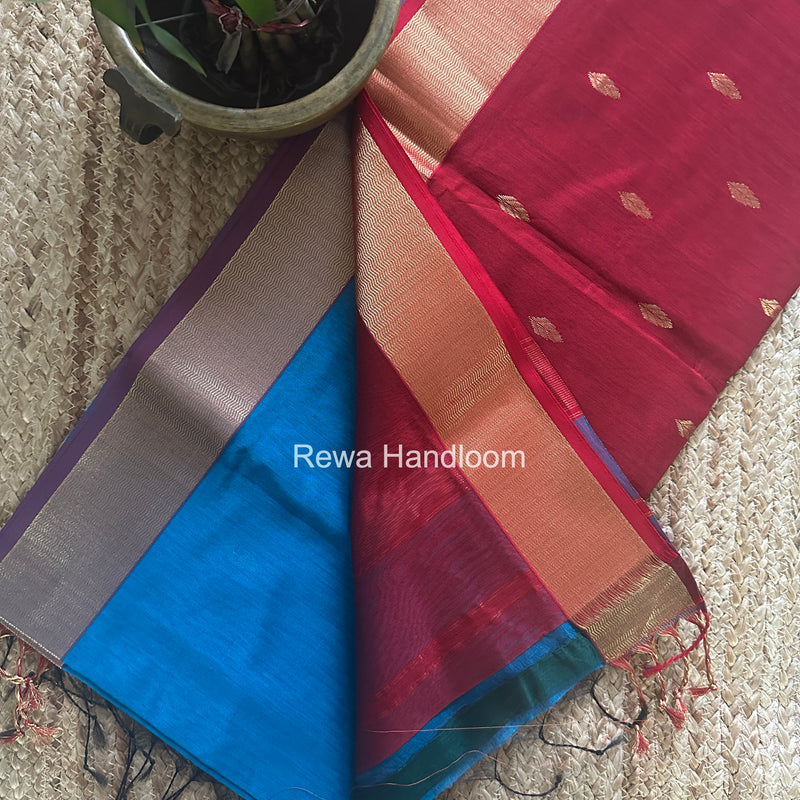 Maheshwari Morpankhi Flower Butti Saree PTB0174