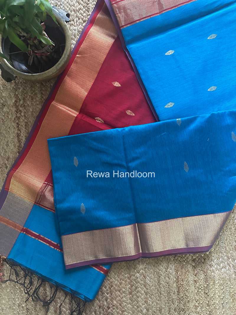 Maheshwari Morpankhi Flower Butti Saree PTB0174