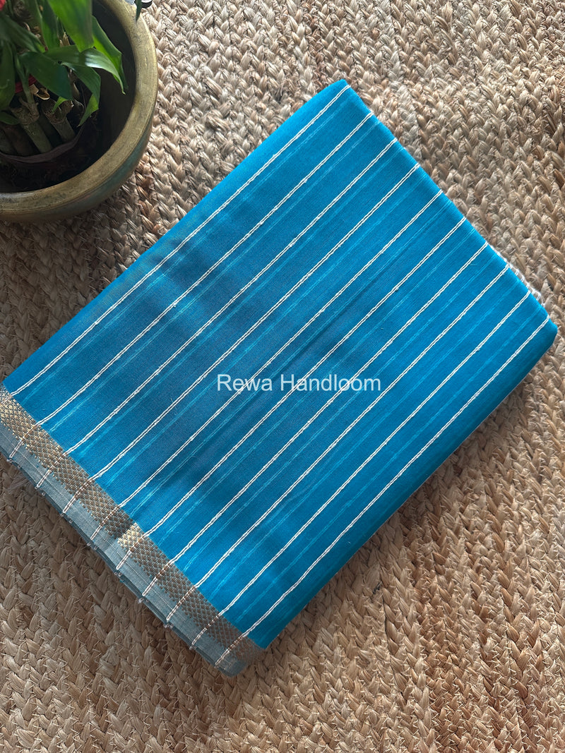 Maheshwari Sky Blue Gichha Thread Lining Saree GTLS058