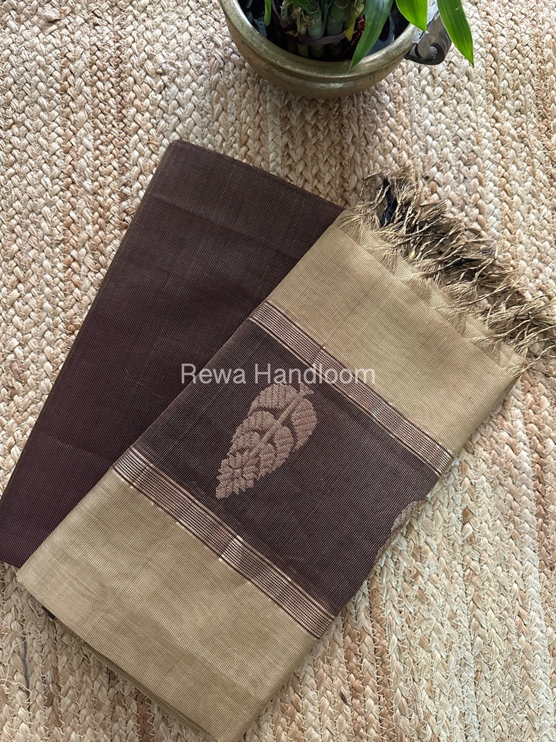 Maheshwari Wine-Beige Tissue Butta Dress Material TPT077