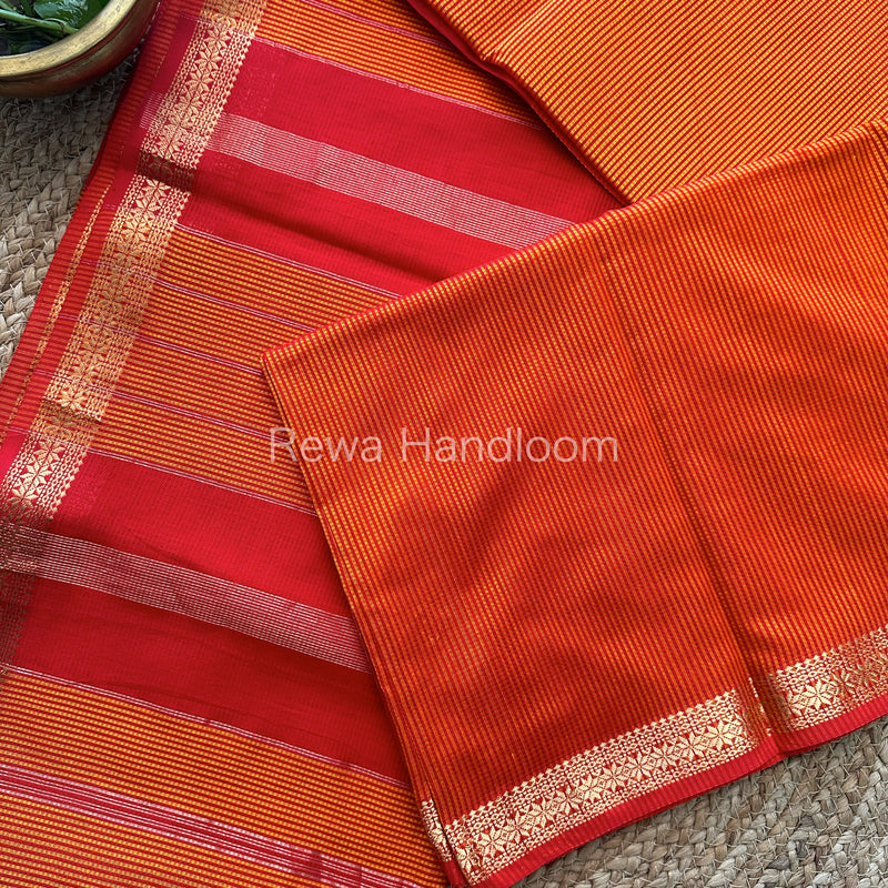 Maheshwari Orange Garbha Reshami Silk Saree GS120