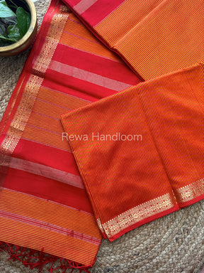 Maheshwari Orange Garbha Reshami Silk Saree GS120