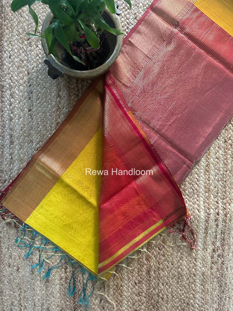 Maheshwari Yellow Shaded Butti Saree SBBS044