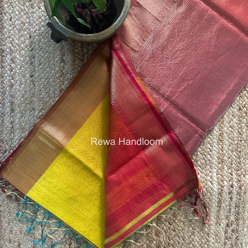 Maheshwari Yellow Shaded Butti Saree SBBS044