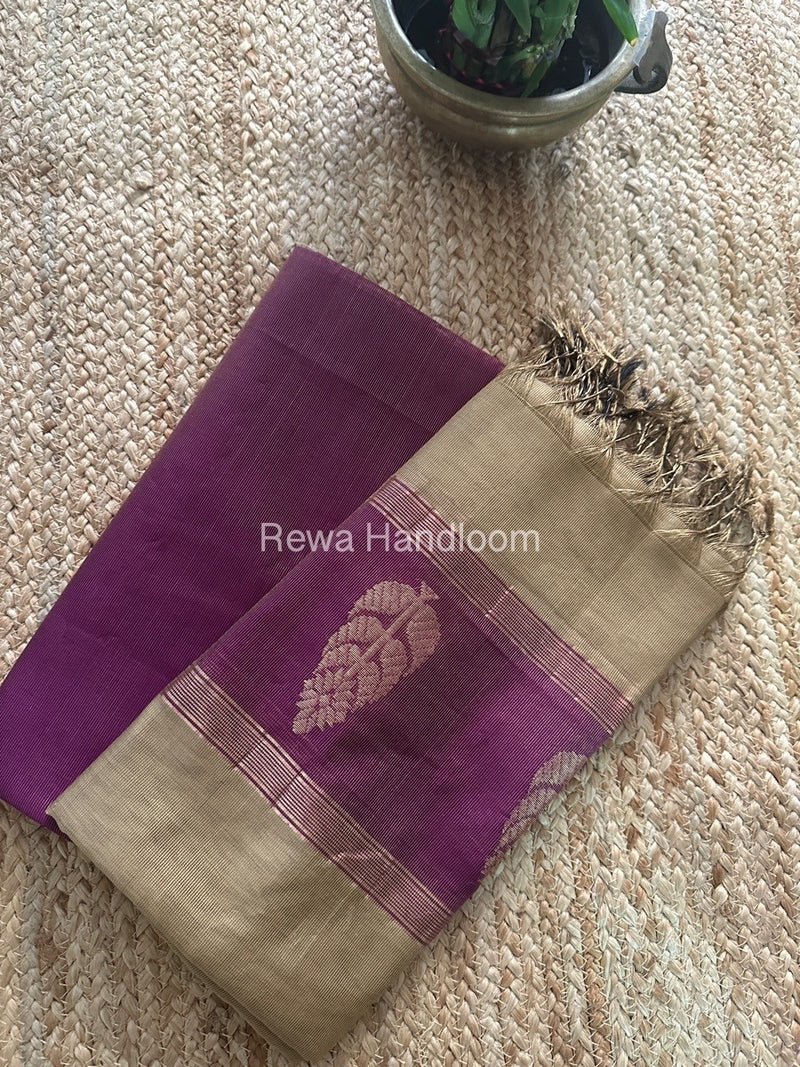 Maheshwari Purple-Beige Tissue Butta Dress Material TPT078