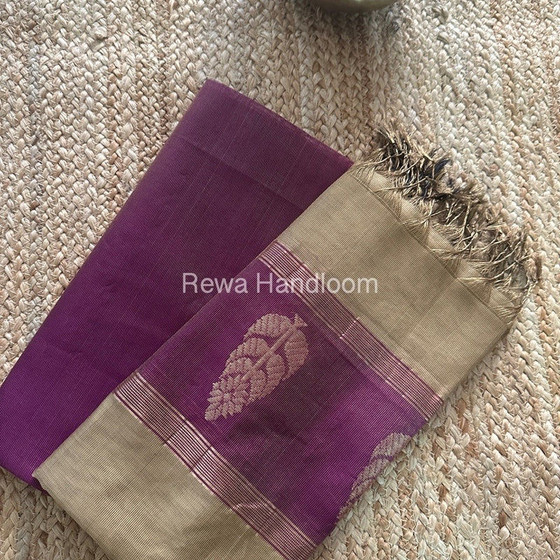 Maheshwari Purple-Beige Tissue Butta Dress Material TPT078