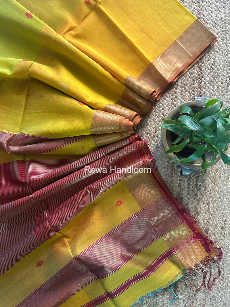 Maheshwari Yellow Shaded Butti Saree SBBS044