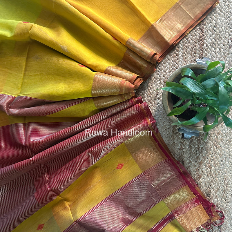 Maheshwari Yellow Shaded Butti Saree SBBS044