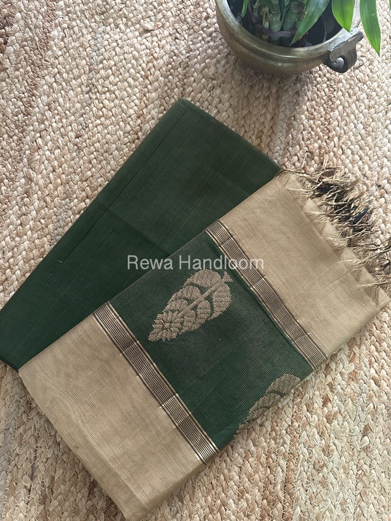 Maheshwari Green-Beige Tissue Butta Dress Material TPT079